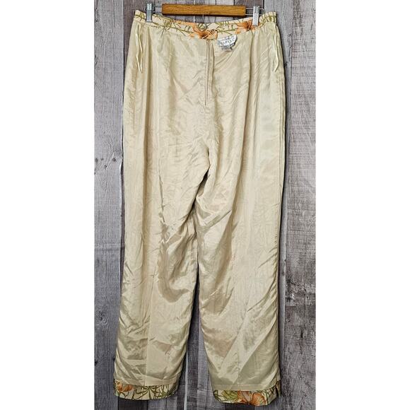 Vintage ADRIANNA PAPELL Silk Tropical Flower Beaded Lined PANTS Women's size 16 - Picture 9 of 10